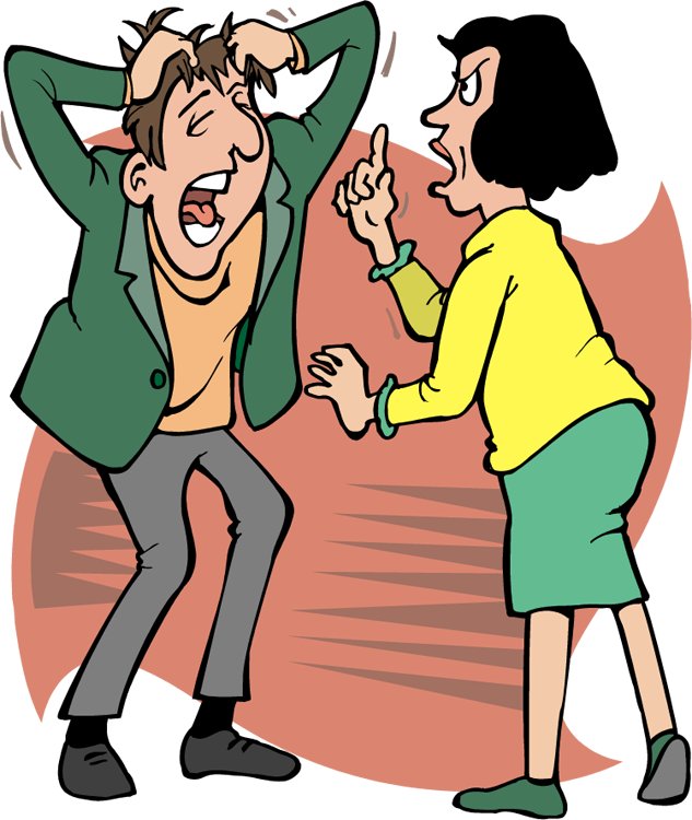 Cartoon Of Man And Woman Fighting