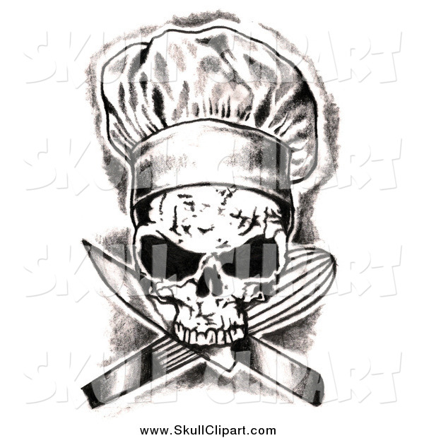 Clip Art Of A Skull Chef Over Crossed Knives And Whisk By Loopyland