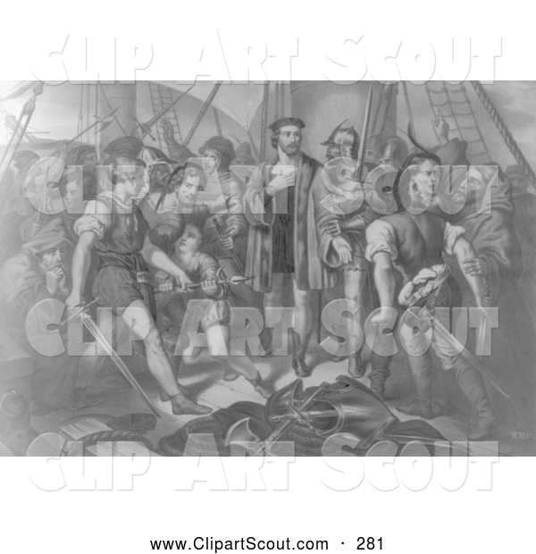 Clipart Of A Christopher Columbus On Board His Ship   Artwork By Jvpd    