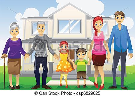 Clipart Vector Of Multi Generation Family   A Vector Illustration Of A