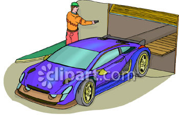 Driver Park A Fancy Sports Car In A Garage Royalty Free Clipart Image