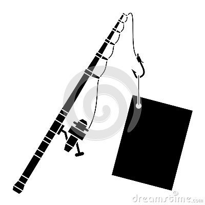 Fishing Pole Black And White Black Fishing Rod Label Illustration Web