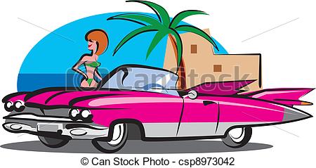 Of Fancy Car And A Girl In A Swimsuit Csp8973042   Search Clipart