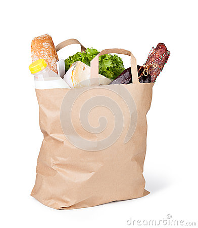 Paper Bag With Food On A White Background Mr No Pr No 2 60 1