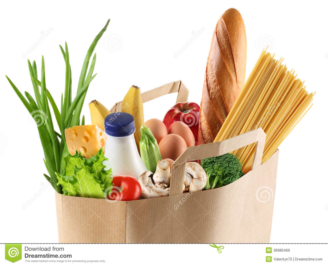 Paper Bag With Food On A White Background Mr No Pr No 4 591 14