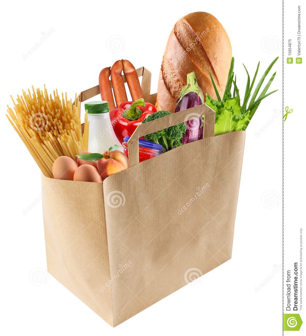 Paper Bag With Food On A White Background Mr No Pr No 5 5254 78