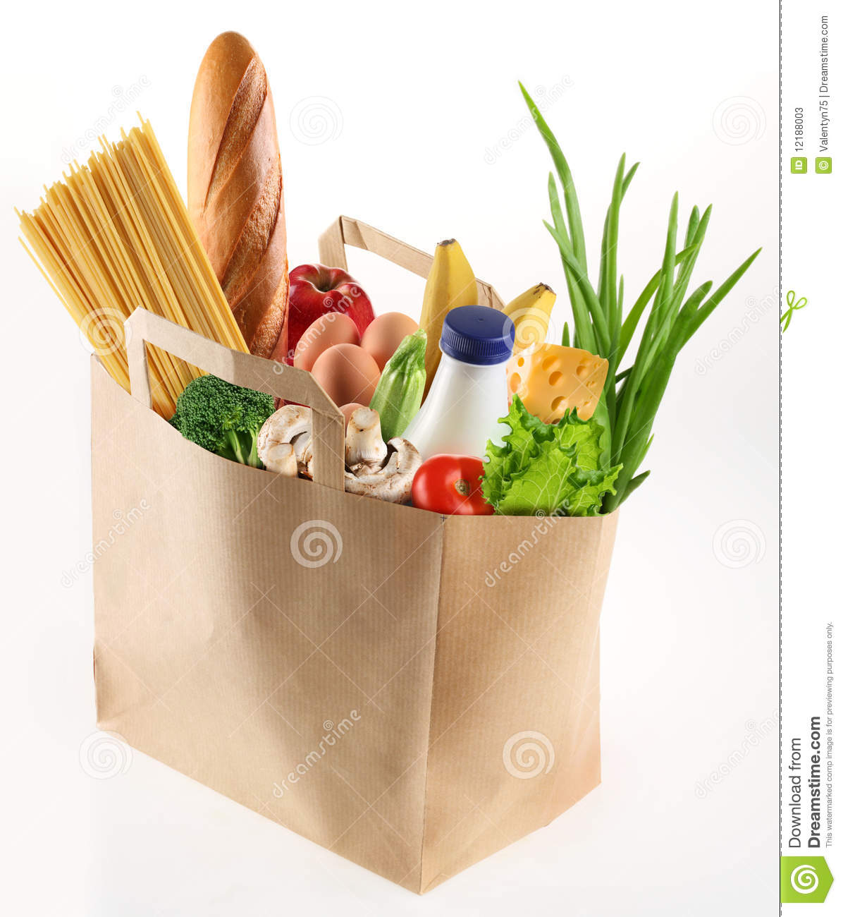 Paper Bag With Food On A White Background Mr No Pr No 5 7733 185