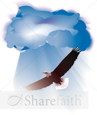 Realistic Eagle Soars Through Clouds   Inspirational Clipart