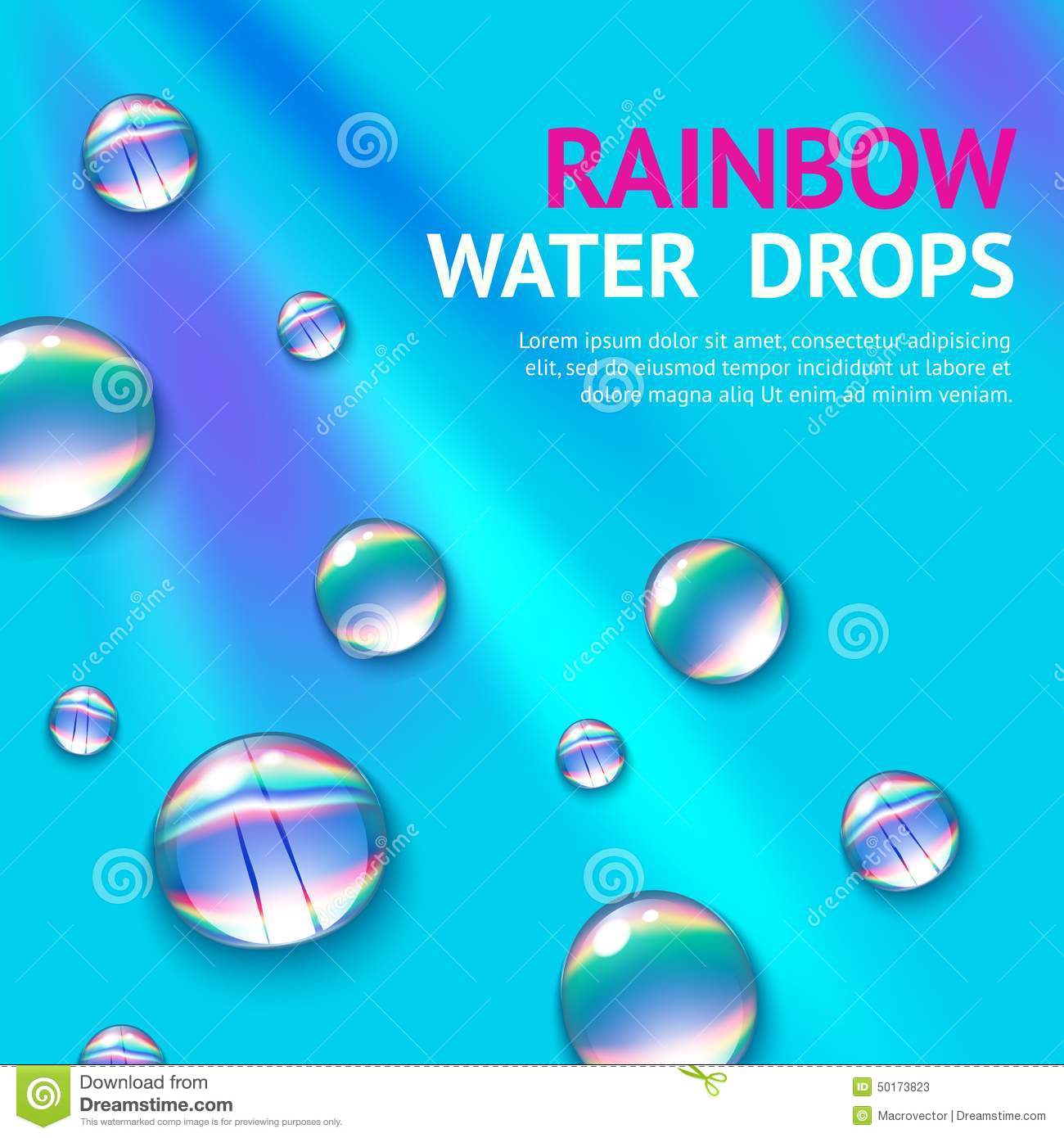 Realistic Water Drops With Colorful Rainbow Reflection Inside Poster    