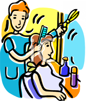 Royalty Free Clipart Image  Cartoon Of A Woman Getting Her Hair Done