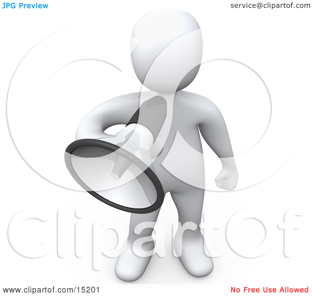 White Person Speaking Through A Megaphone Clipart Illustration Image