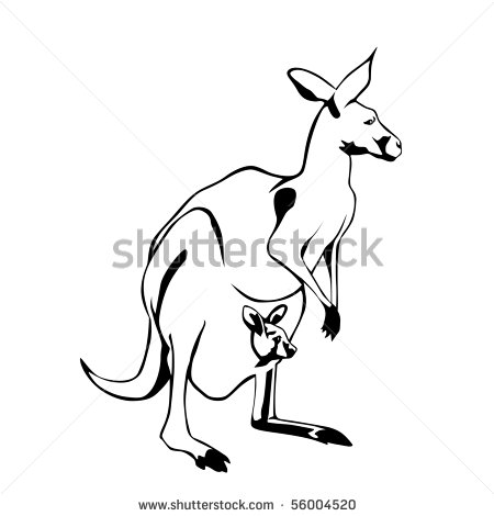 Baby Kangaroo Clipart Black And White Mother Kangaroo With Baby