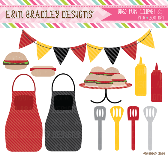 Bbq Picnic Clipart Set Matching Bbq Digital Papers Also A New Digital