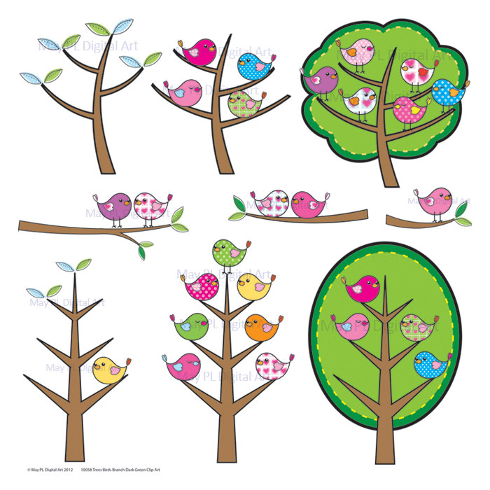 Birds Branch Tree Clipart Clip Art Cute Birds By Maypldigitalart