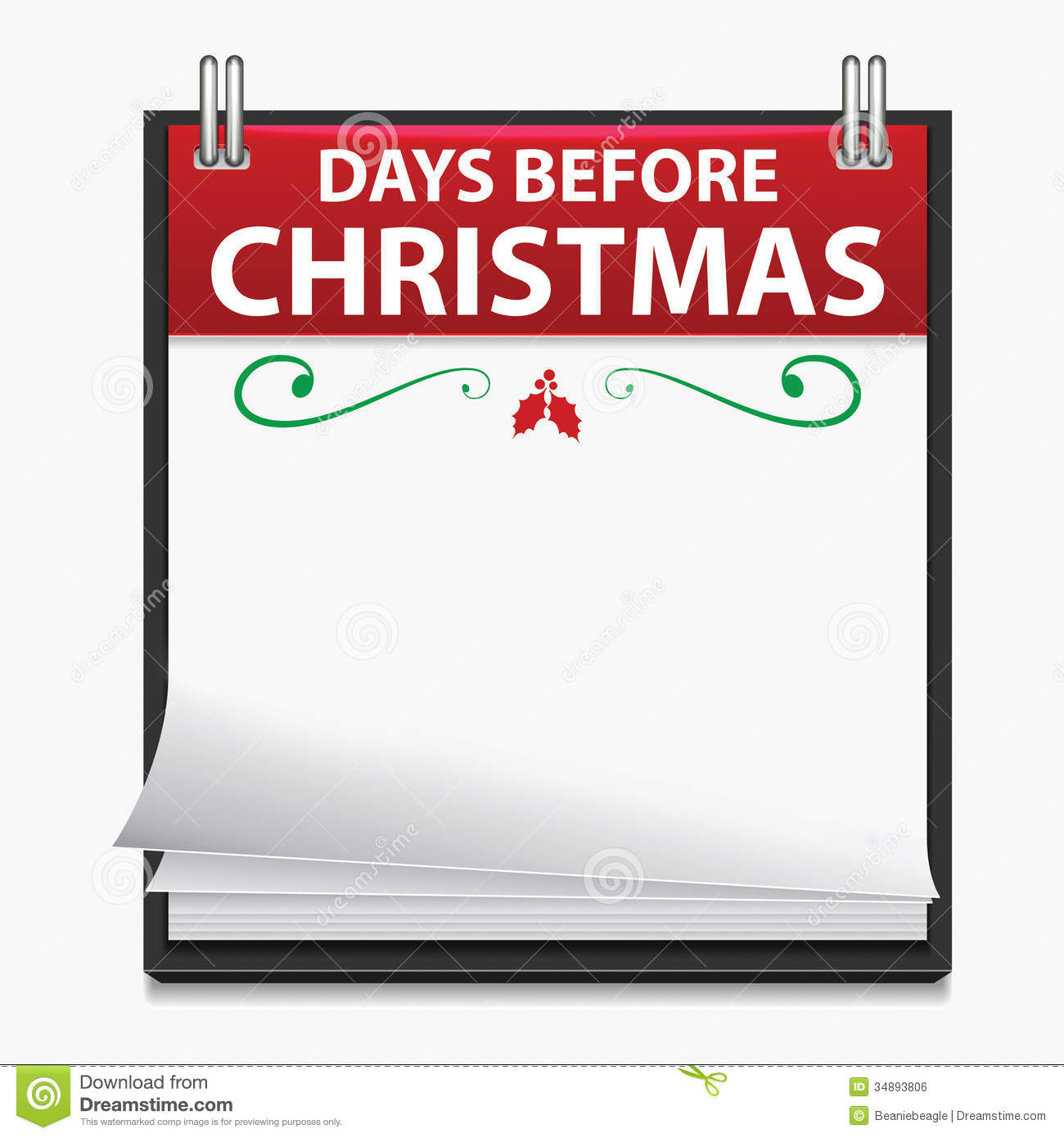 Blank Calendar Icon Used For Counting Down The Days Until Christmas