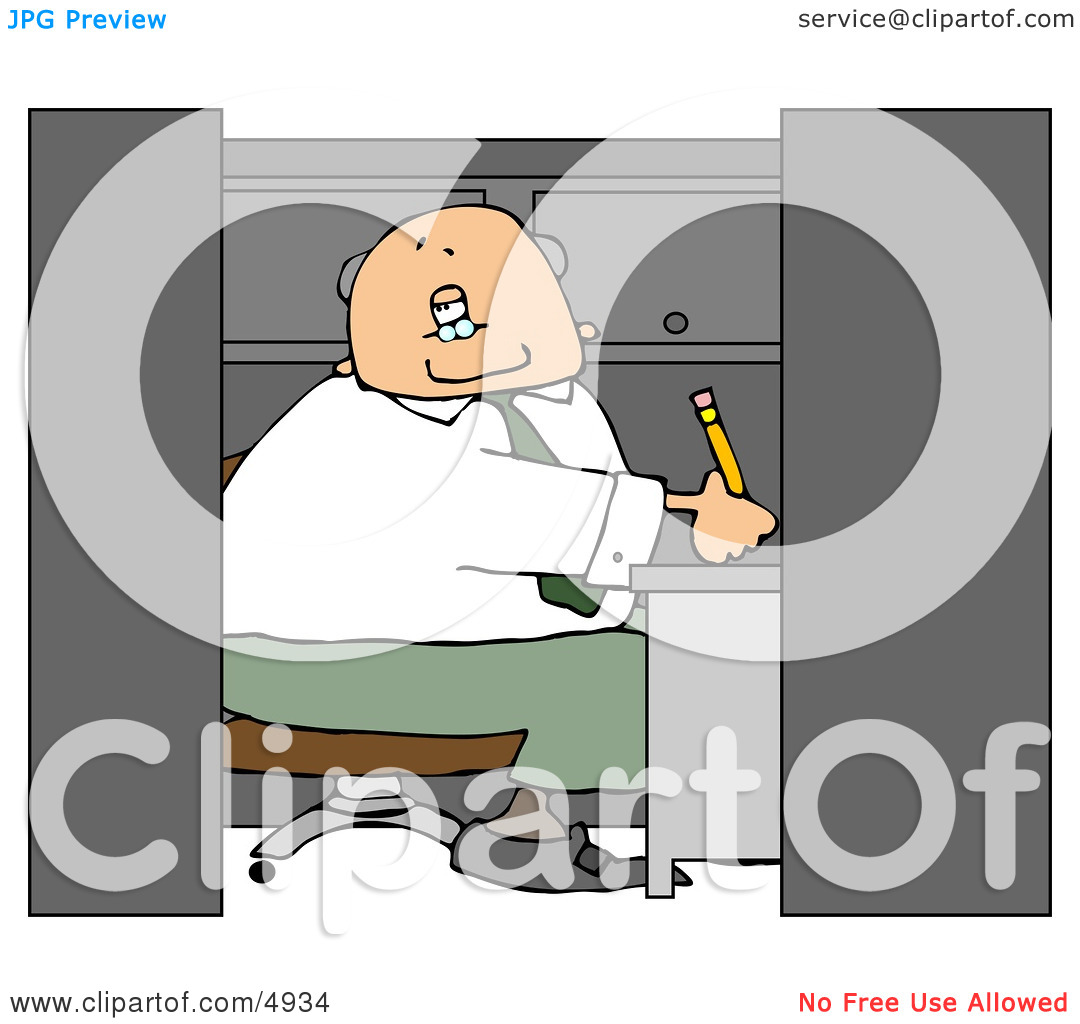 Businessman Working In A Small Office Cubicle Clipart By Djart  4934