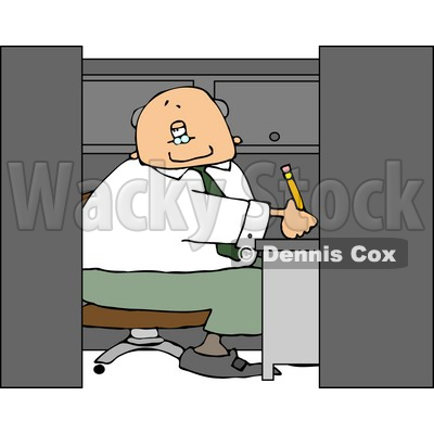 Businessman Working In A Small Office Cubicle Clipart   Djart  4934