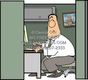 Clipart Illustration  Man Working In His Office Cubicle