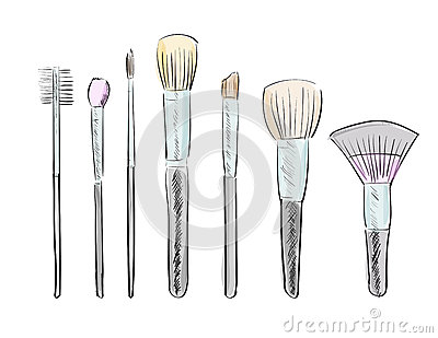 Clipart Makeup Brush Hand Drawn Makeup Brushes