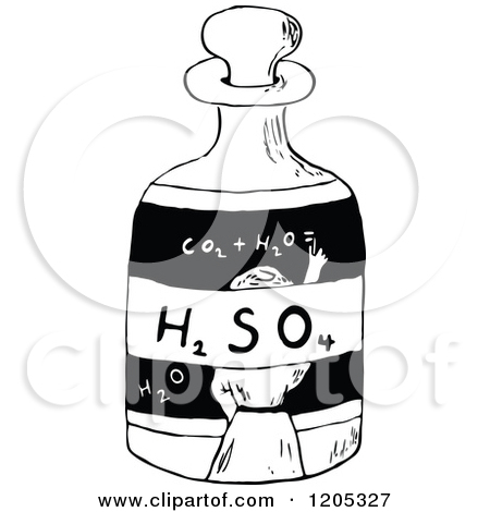 Clipart Of A Vintage Black And White Chemistry Bottle   Royalty Free