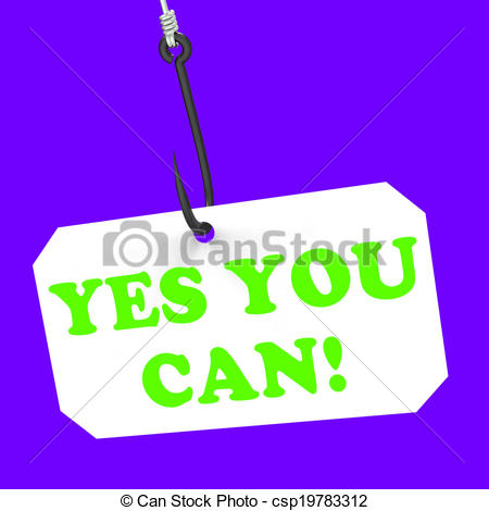 Clipart Of Yes You Can On Hook Means Inspiration And Motivation   Yes
