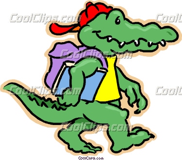 Crocodile Going To School Vector Clip Art