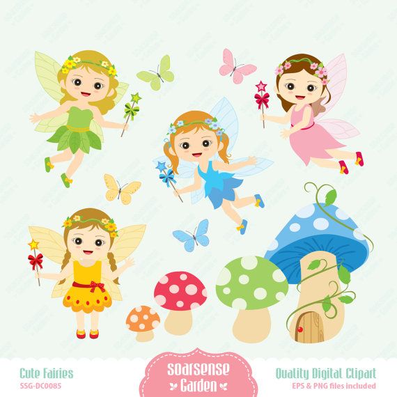 Cute Fairies Digital Clipart