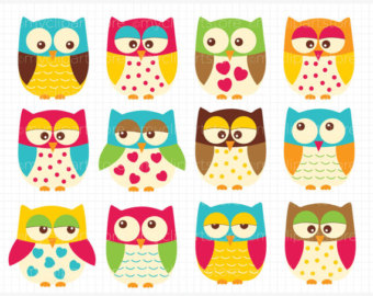 Cute Owls Clip Art   Digital Clipart   Instant Download