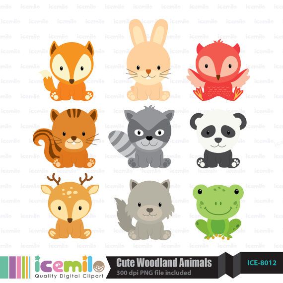 Cute Woodland Animals Digital Clipart