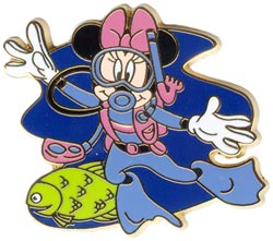 Disney Scuba Diving Minnie Cm Only Never Sold Cast Lanyard Pin Pins