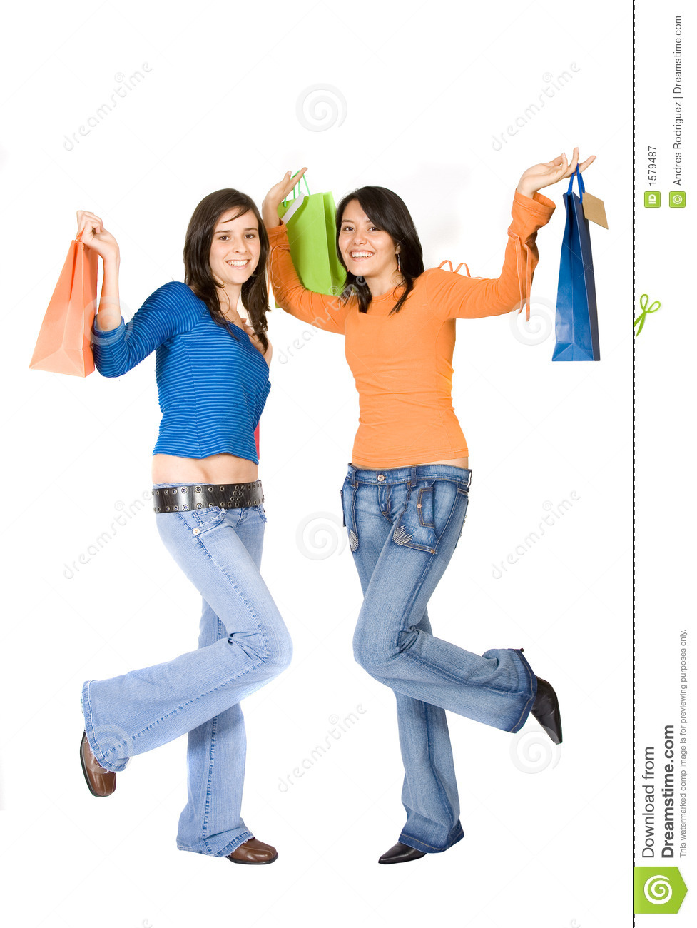 Girls Having Fun On A Shopping Day Out Royalty Free Stock Photography    