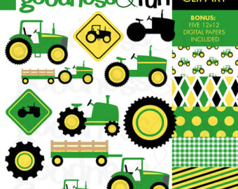       Green Tractor Clipart   Digital Tractor Clipart   Instant Download