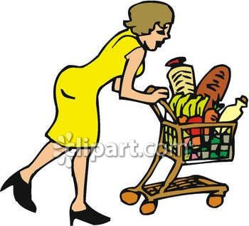 Grocery Shopping Pushing A Shopping Cart Clip Art Clipart Image Jpg