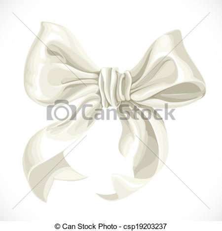 Illustration Of White Satin Ribbon Bow Isolated On White Background
