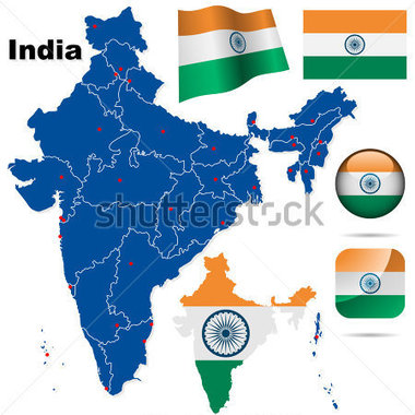 India Vector Set  Detailed Country Shape With Region Borders Flags
