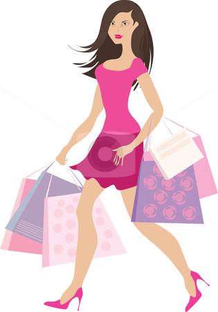 Lady With Shopping Bags Clipart