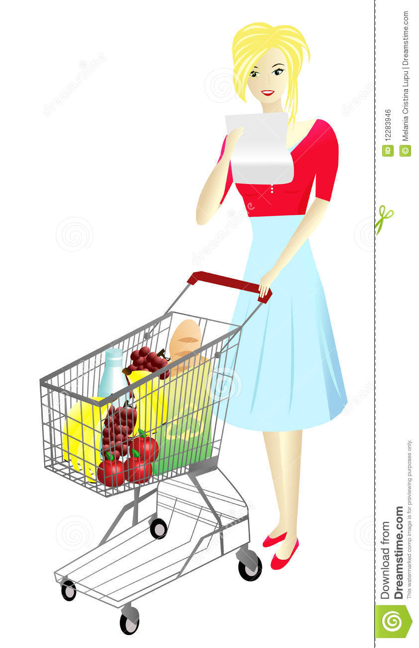 Lady With Shopping Cart Vectorial Royalty Free Stock Image   Image