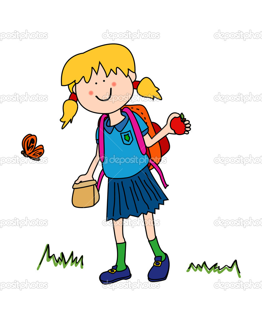 Little Girl Going Back To School   Stock Vector   Mirage3  5899897