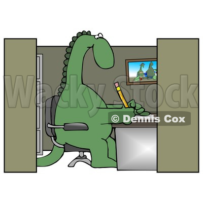 Office Cubicle And Working Clipart Illustration   Dennis Cox  14247