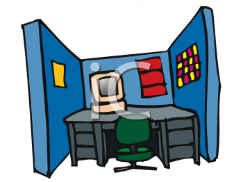 Office Desk In A Cubicle   Royalty Free Clip Art Image