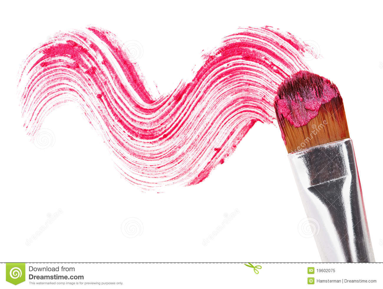 Pink Lipstick Stroke  Sample  With Makeup Brush Royalty Free Stock
