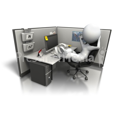 Relaxing In Office Cubicle   Business And Finance   Great Clipart For