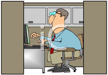 Royalty Free Clipart Image  Busy Office Worker In His Cubicle