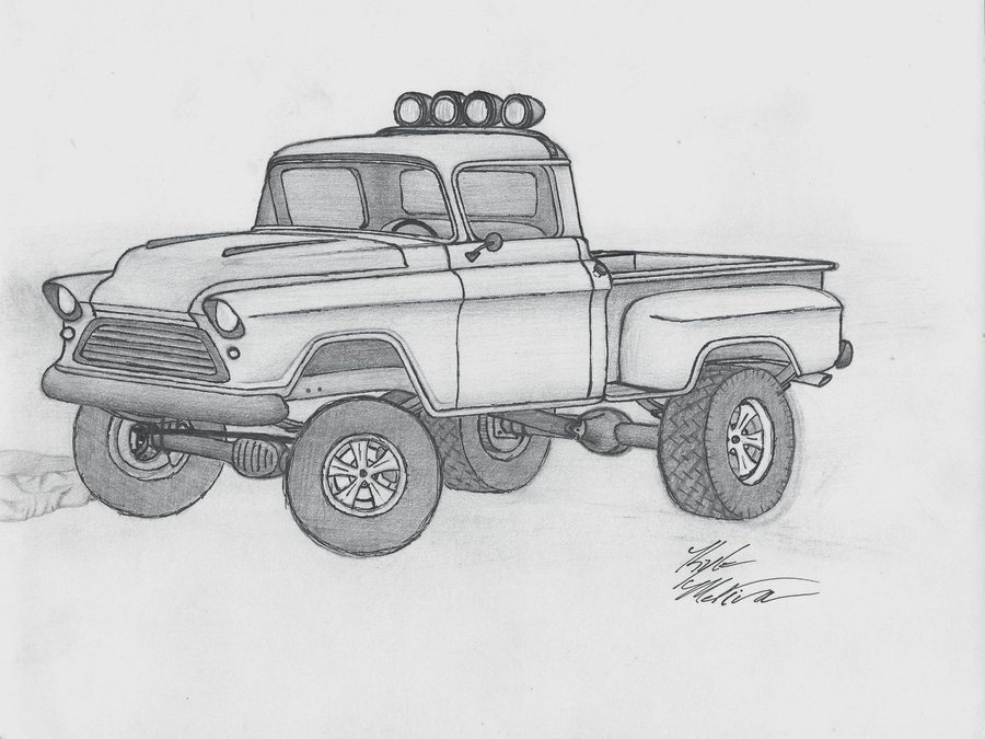 Showing Gallery For Lifted Truck Drawings In Pencil