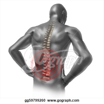 Stock Illustration   Human Back Pain In Red Showing The Spinal Cord