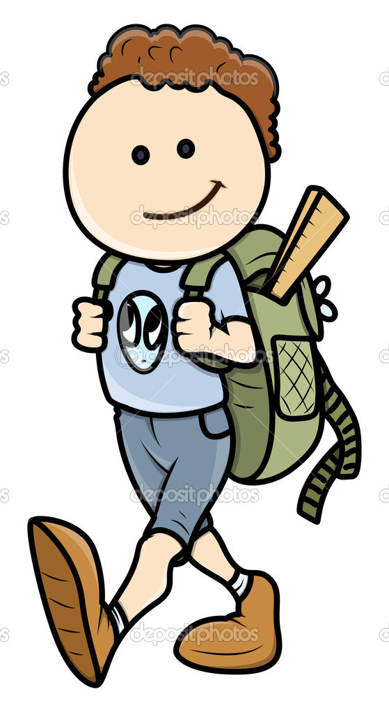     To School Waving To A Friend Cartoon Kids Going To School Clipart