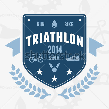 Triathlon Badge Emblem Logo With Bike And Medal Graphics Clip Clipart