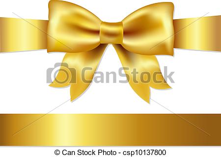Vector Clipart Of Gift Satin Bow   Golden Bow Isolated On White