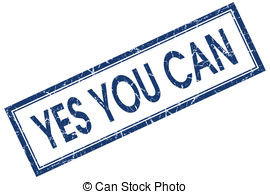 Yes You Can Blue Square Stamp Isolated On White Background Stock    