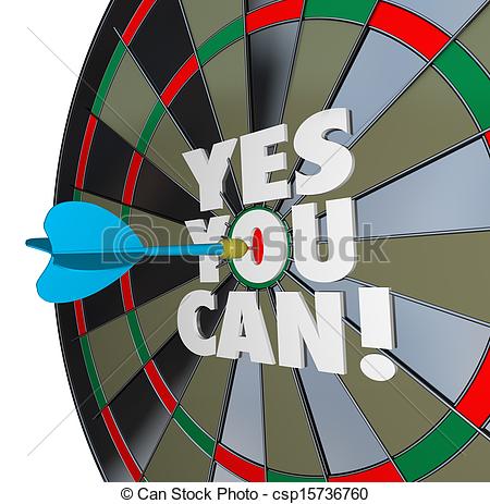 Yes You Can Words Dartboard Successful Win   Stock Image Images